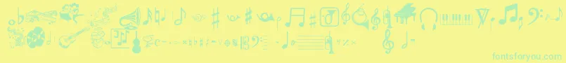 フォントMusicalpi – 黄色い背景に緑の文字