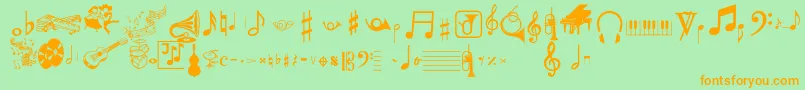 Шрифт Musicalpi – оранжевые шрифты на зелёном фоне