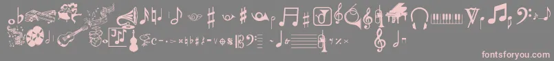 Musicalpi-Schriftart – Rosa Schriften auf grauem Hintergrund