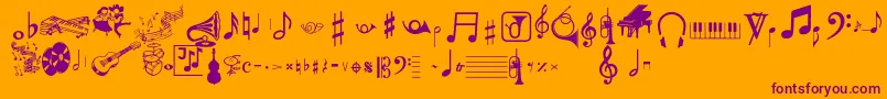 Musicalpi-Schriftart – Violette Schriften auf orangefarbenem Hintergrund