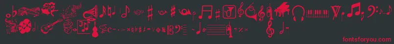 Musicalpi Font – Red Fonts on Black Background