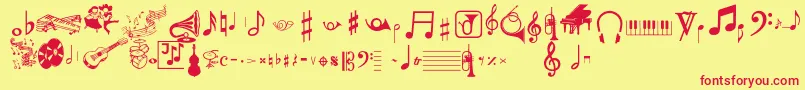 Police Musicalpi – polices rouges sur fond jaune