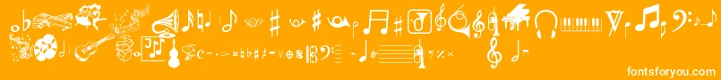 Police Musicalpi – polices blanches sur fond orange