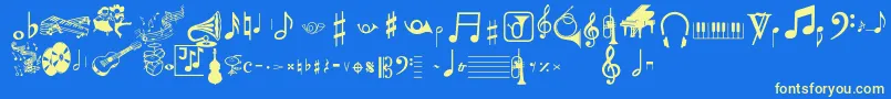 Musicalpi Font – Yellow Fonts on Blue Background