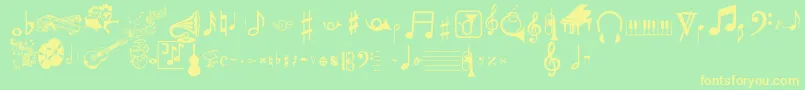 Fonte Musicalpi – fontes amarelas em um fundo verde