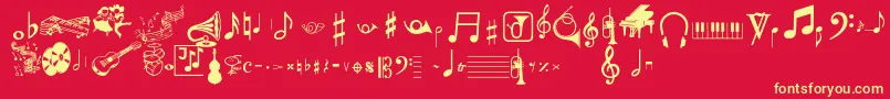 Musicalpi-fontti – keltaiset fontit punaisella taustalla