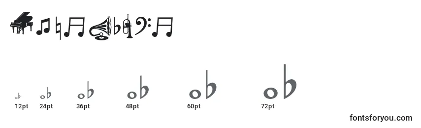 Größen der Schriftart Musicalpi