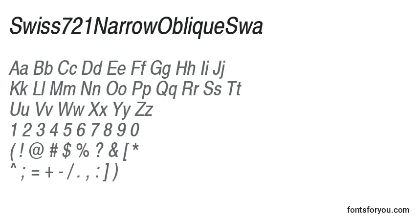 Fuente Swiss721NarrowObliqueSwa - alfabeto, números, caracteres especiales