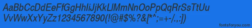 Swiss721NarrowObliqueSwa Font – Black Fonts on Blue Background