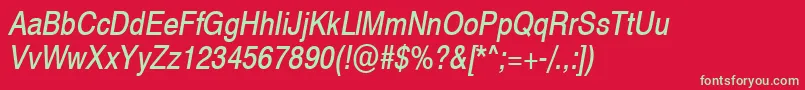 フォントSwiss721NarrowObliqueSwa – 赤い背景に緑の文字