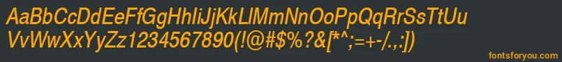 Swiss721NarrowObliqueSwa Font – Orange Fonts on Black Background