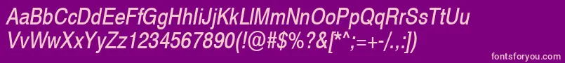 Swiss721NarrowObliqueSwa Font – Pink Fonts on Purple Background