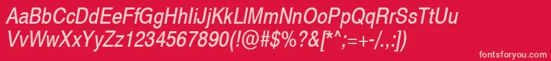 Swiss721NarrowObliqueSwa Font – Pink Fonts on Red Background