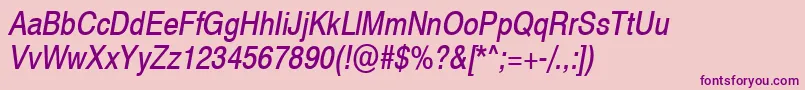 Swiss721NarrowObliqueSwa Font – Purple Fonts on Pink Background