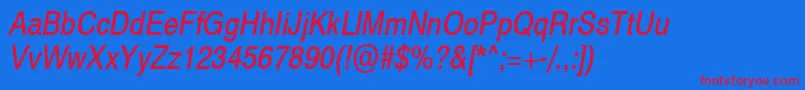 Шрифт Swiss721NarrowObliqueSwa – красные шрифты на синем фоне