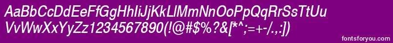 Swiss721NarrowObliqueSwa Font – White Fonts on Purple Background