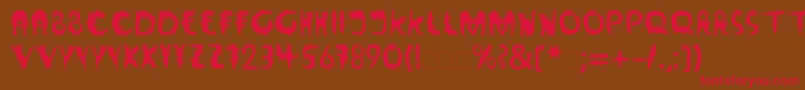 LinotypeWildfont-Schriftart – Rote Schriften auf braunem Hintergrund