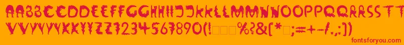 Fonte LinotypeWildfont – fontes vermelhas em um fundo laranja