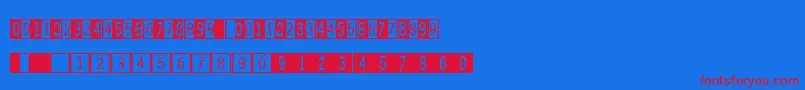 Digitsandpairsb-Schriftart – Rote Schriften auf blauem Hintergrund