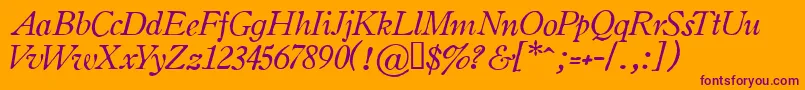 Oldsih-Schriftart – Violette Schriften auf orangefarbenem Hintergrund