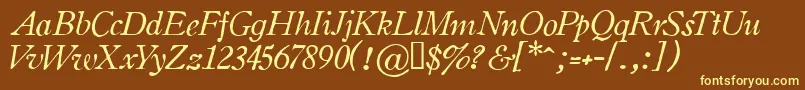 Oldsih-fontti – keltaiset fontit ruskealla taustalla