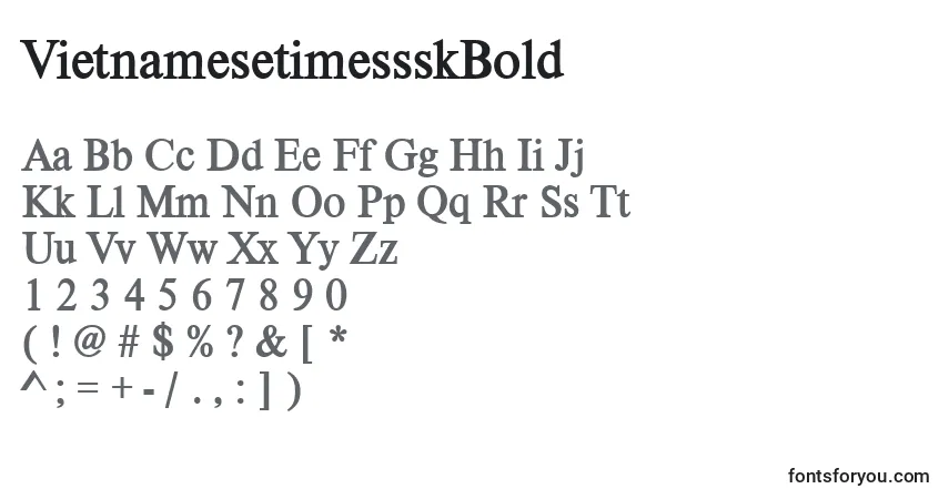A fonte VietnamesetimessskBold – alfabeto, números, caracteres especiais