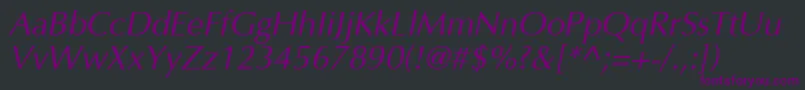 Czcionka AgoptimacyrOblique – fioletowe czcionki na czarnym tle