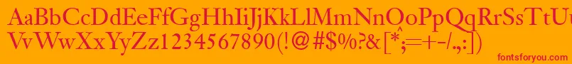 フォントJanadbNormal – オレンジの背景に赤い文字