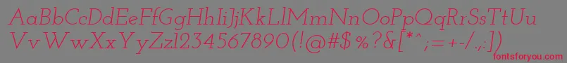 フォントJosefinSlabItalic – 赤い文字の灰色の背景