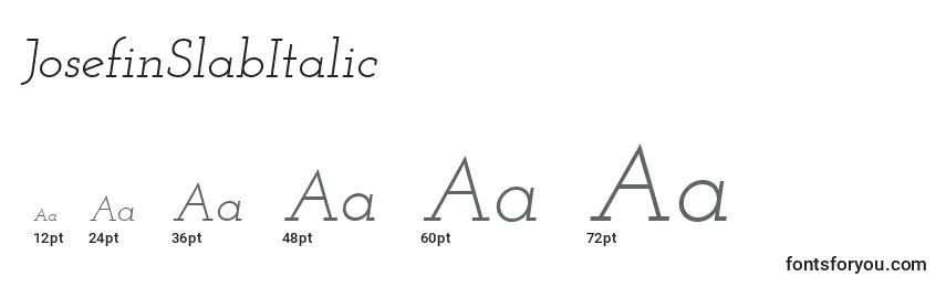 Размеры шрифта JosefinSlabItalic