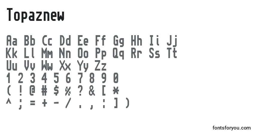 Czcionka Topaznew – alfabet, cyfry, specjalne znaki