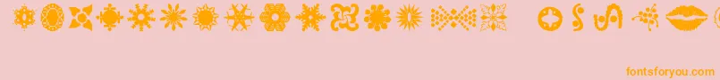 Moes-Schriftart – Orangefarbene Schriften auf rosa Hintergrund