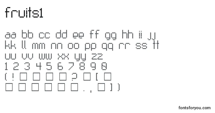 Czcionka Fruits1 – alfabet, cyfry, specjalne znaki