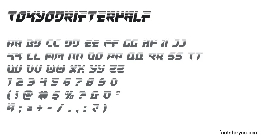 Schriftart Tokyodrifterhalf – Alphabet, Zahlen, spezielle Symbole