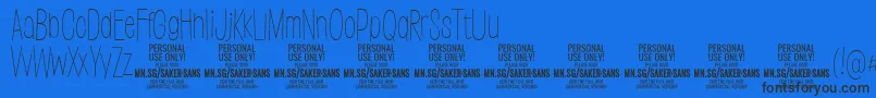 Fonte SakersansthinPersonalUse – fontes pretas em um fundo azul