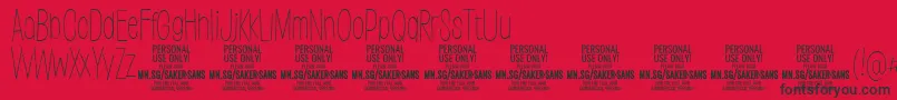SakersansthinPersonalUse-Schriftart – Schwarze Schriften auf rotem Hintergrund