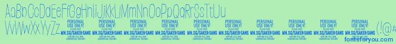 SakersansthinPersonalUse Font – Blue Fonts on Green Background
