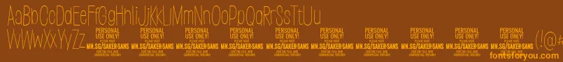 SakersansthinPersonalUse Font – Orange Fonts on Brown Background