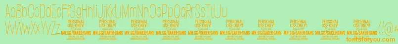 SakersansthinPersonalUse Font – Orange Fonts on Green Background