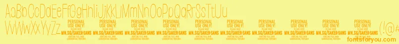 SakersansthinPersonalUse Font – Orange Fonts on Yellow Background