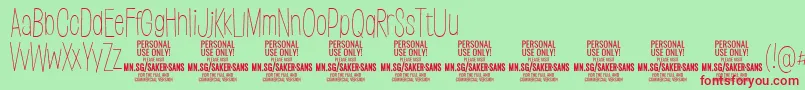 Шрифт SakersansthinPersonalUse – красные шрифты на зелёном фоне