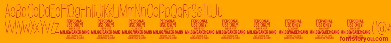 SakersansthinPersonalUse Font – Red Fonts on Orange Background