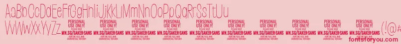SakersansthinPersonalUse-Schriftart – Rote Schriften auf rosa Hintergrund