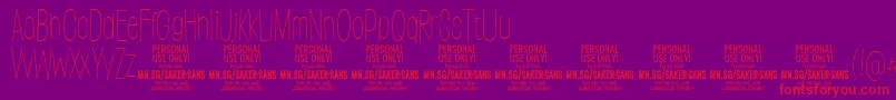 SakersansthinPersonalUse Font – Red Fonts on Purple Background
