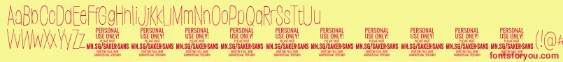 Шрифт SakersansthinPersonalUse – красные шрифты на жёлтом фоне