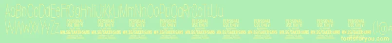 フォントSakersansthinPersonalUse – 黄色の文字が緑の背景にあります