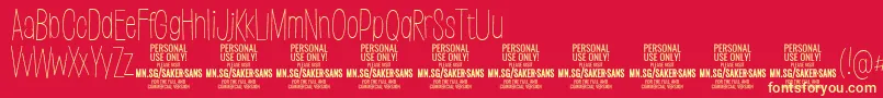 フォントSakersansthinPersonalUse – 黄色の文字、赤い背景