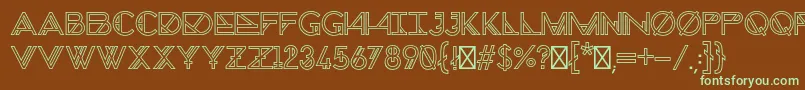 フォントChronicOutline – 緑色の文字が茶色の背景にあります。