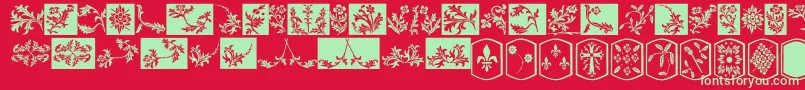 Fonte OldEnglishDingbats – fontes verdes em um fundo vermelho