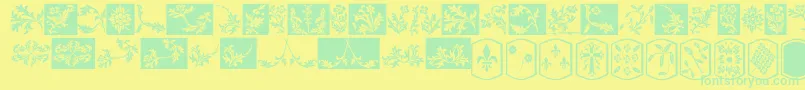 OldEnglishDingbats-Schriftart – Grüne Schriften auf gelbem Hintergrund